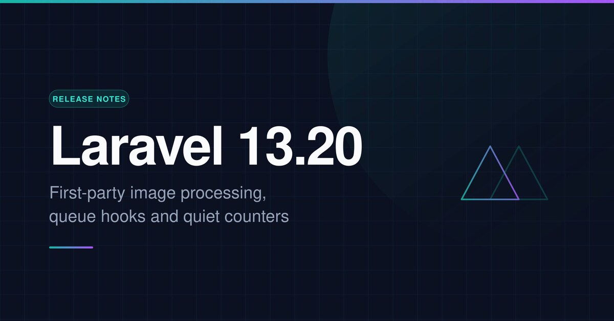 Laravel 13.20 release notes cover listing first-party image processing, queue hooks and quiet counters