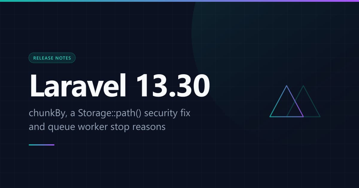 Laravel 13.30 New Features: chunkBy, Storage Security Fix and More
